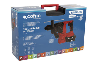 Cofan - Martillo perforador SDS Plus sin escobillas 20V | 2,8 J | Batería Li-Ion 20 V